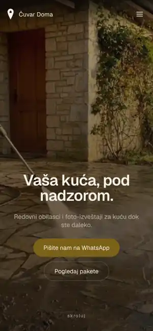 Mobile Startseite der Website von Čuvar Doma